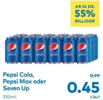 T&G Pepsi Cola, Pepsi Max oder Seven Up 330ml Angebot