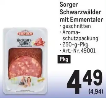 Metro Sorger Schwarzwälder mit Emmentaler • geschnitten • 250-g-Pkg Art.-Nr. 49001 Angebot