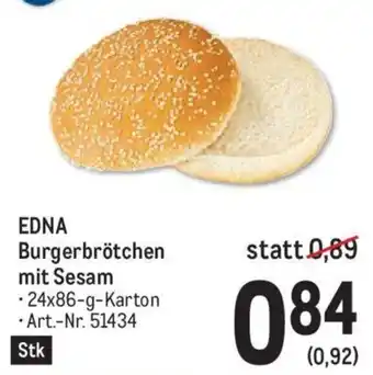 Metro EDNA Burgerbrötchen mit Sesam - 24x86-g-Karton Angebot