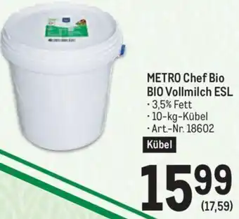 Metro METRO Chef Bio BIO Vollmilch ESL -3,5% Fett - 10-kg-Kübel Angebot