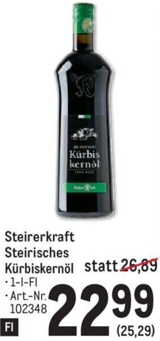 Metro Steirerkraft Steirisches Kürbiskernöl 1-l-Fl Angebot