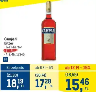 Metro Campari Bitter -6-Fl-Karton Angebot