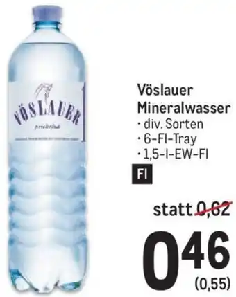 Metro Vöslauer Mineralwasser • div. Sorten -6-Fl-Tray -1,5-I-EW-FI Angebot