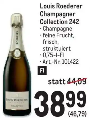 Metro Louis Roederer Champagner Collection 242 0,75-l-fl Angebot