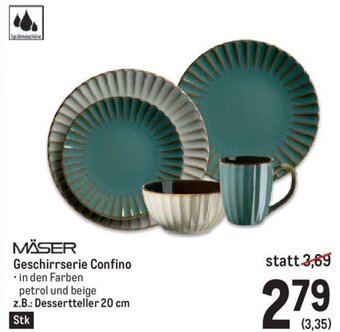 Metro MÄSER Geschirrserie Confino z.B.: Dessertteller 20 cm Angebot