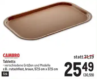 Metro CAMBRO Tabletts • verschiedene Größen und Modelle z.B.: rutschfest, braun, 57,5 cm x 37,5 cm Angebot