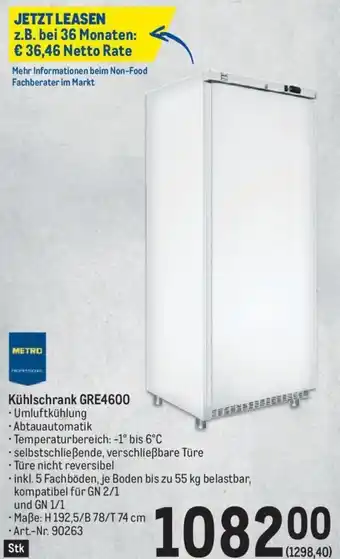 Metro Kühlschrank GRE4600 •Maße: H 192,5/B 78/T 74 cm Angebot