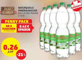 PENNY NATURQUELLE MINERALWASSER pro 1,5 Liter Flasche Angebot