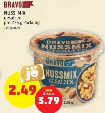 PENNY BRAVO NUSS-MIX gesalzen pro 275 g Packung Angebot
