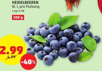 PENNY HEIDELBEEREN Kl. I, pro Packung Angebot