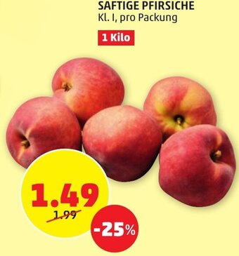 PENNY SAFTIGE PFIRSICHE Kl. I, pro Packung Angebot