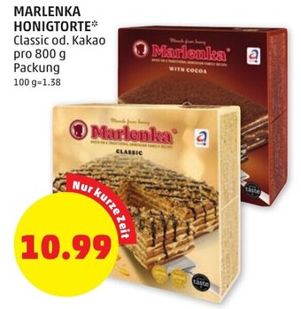 PENNY MARLENKA HONIGTORTE* Classic od. Kakao pro 800 g Packung Angebot