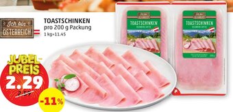 PENNY TOASTSCHINKEN pro 200 g Packung Angebot