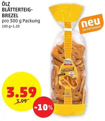 PENNY ÖLZ BLÄTTERTEIG-BREZEL pro 300 g Packung Angebot