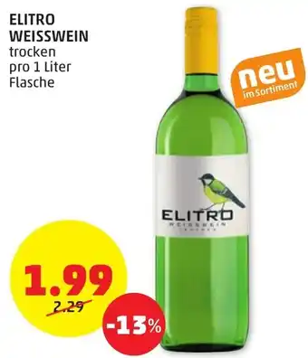 ELITRO WEISSWEIN trocken pro 1 Liter Flasche