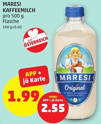 PENNY MARESI KAFFEEMILCH pro 500 g Flasche Angebot