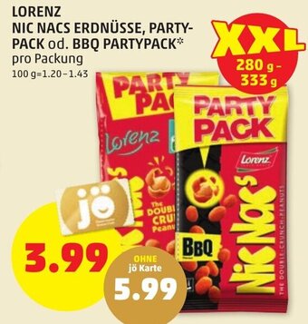 PENNY LORENZ NIC NACS ERDNÜSSE, PARTY-PACK od. BBQ PARTYPACK* pro Packung Angebot
