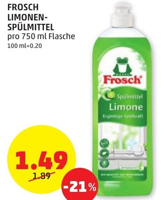 PENNY FROSCH LIMONEN-SPÜLMITTEL pro 750 ml Flasche Angebot