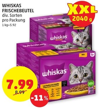 PENNY WHISKAS FRISCHEBEUTEL div. Sorten pro Packung Angebot