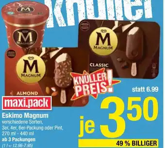 Maximarkt Eskimo Magnum 3er, 4er, 6er-Packung oder Pint, 270 ml - 440 ml Angebot