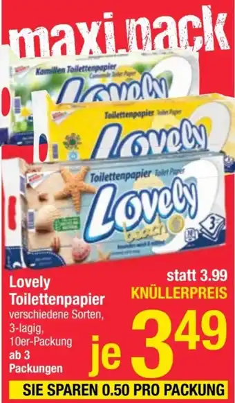 Maximarkt Lovely Toilettenpapier verschiedene Sorten, 3-lagig, 10er-Packung ab 3 Packungen Angebot