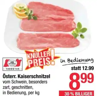 Maximarkt Österr. Kaiserschnitzel vom Schwein, besonders zart, geschnitten, in Bedienung, per kg Angebot