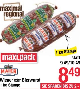 Maximarkt Wiener oder Bierwurst 1 kg Stange Angebot