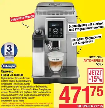 Maximarkt DeLonghi Espresso ECAM 23.460 SB Angebot