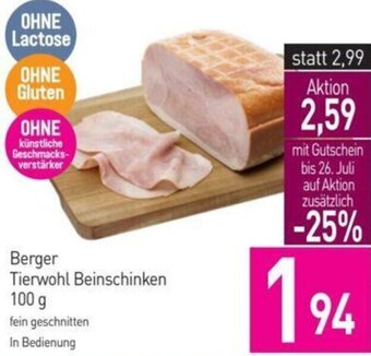 Sutterlüty Berger Tierwohl Beinschinken 100 g Angebot