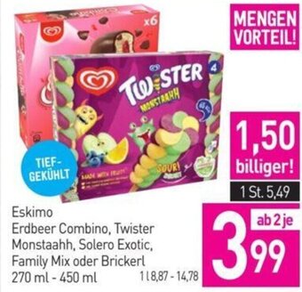 Sutterlüty Eskimo Erdbeer Combino, Twister Monstaahh, Solero Exotic, Family Mix oder Brickerl 270 ml - 450 ml Angebot