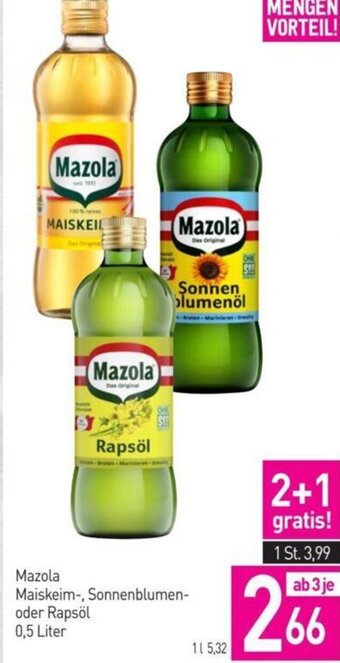 Sutterlüty Mazola Maiskeim-, Sonnenblumen- oder Rapsöl 0,5 Liter Angebot