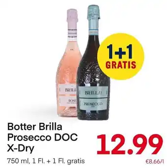 MPreis Botter Brilla Prosecco DOC X-Dry 750 ml, 1 Fl. + 1 Fl. gratis Angebot