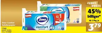 Nah&Frisch Zewa Comfort Toilettenpapier 3-lagig versch. Sorten 10 x 150 Blatt Angebot