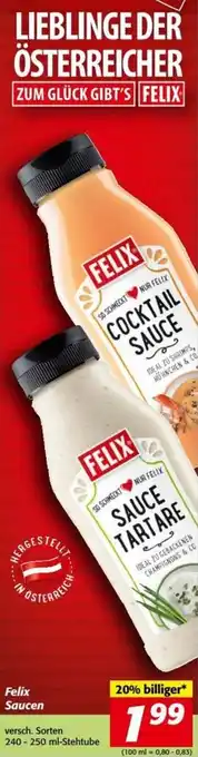 Nah&Frisch Felix Saucen 240 - 250 ml-Stehtube Angebot