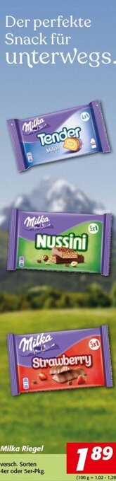 Nah&Frisch Milka Riegel versch. Sorten 4er oder 5er-Pkg. Angebot