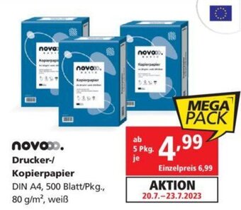 Pagro Diskont novo. Drucker-/ Kopierpapier DIN A4, 500 Blatt/Pkg., 80 g/m², weiß Angebot