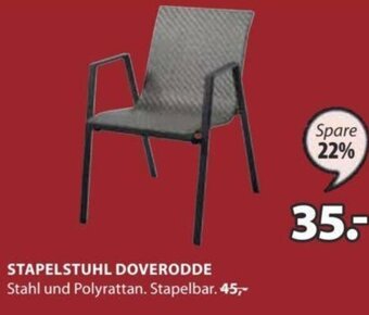 JYSK STAPELSTUHL DOVERODDE Stahl und Polyrattan. Stapelbar. Angebot