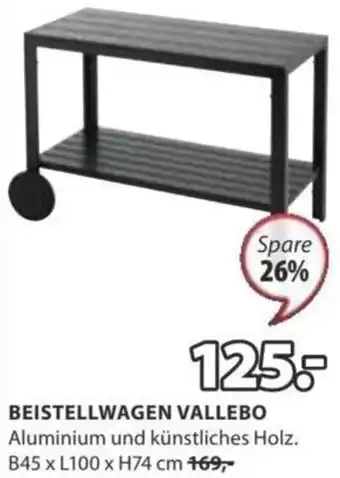 JYSK BEISTELLWAGEN VALLEBO Aluminium und künstliches Holz. B45 x L100 x H74 cm Angebot