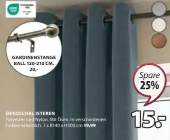 JYSK DEKOSCHAL ISTEREN 1 x B140 x H300 GARDINENSTANGE BALL 120-210 CM. Angebot