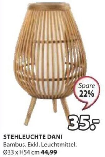 JYSK STEHLEUCHTE DANI Bambus. Exkl. Leuchtmittel. Ø33 x H54 cm Angebot