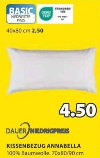 JYSK KISSENBEZUG ANNABELLA 100% Baumwolle. 70x80/90 cm Angebot