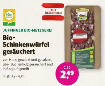 Denn's Biomarkt JUFFINGER BIO-METZGEREI Bio- Schinkenwürfel geräuchert 80 g Angebot