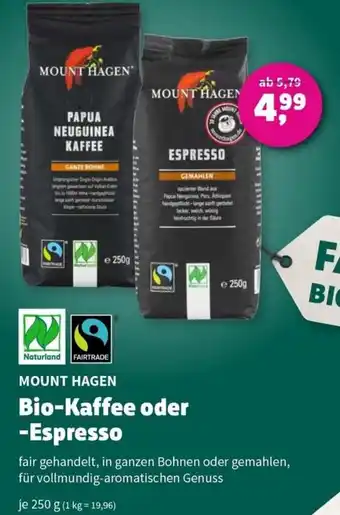 Denn's Biomarkt MOUNT HAGEN Bio-Kaffee oder -Espresso 250 g Angebot