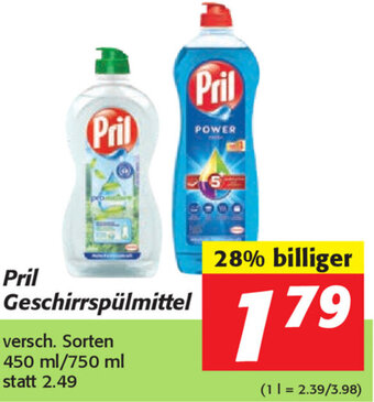 Strasser Markt Pril Geschirrspülmittel 450 ml/750 ml Angebot