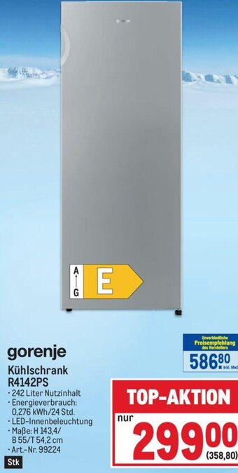 Metro gorenje Kühlschrank R4142PS Angebot