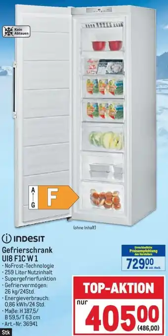 Metro Indesit Gefrierschrank U18 F1C W 1 Angebot