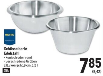 Metro Schüsselserie Edelstahl z.B.: konisch 16 cm, 1,2 L Angebot