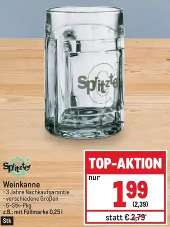 Metro Spritzter Weinkanne z.B.: mit Füllmarke 0,25L Angebot
