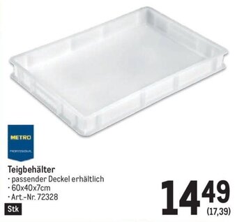 Metro Teigbehälter • passender Deckel erhältlich • 60x40x7cm Angebot