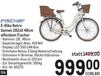 Metro FISCHER E-Bike Retro Damen 28Zoll 48cm elfenbein Fischer Angebot